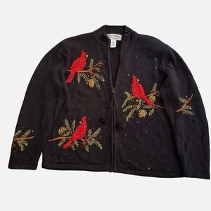 VTG Y2K Holiday Christmas
Cardigan Grandma Sweater Cardinal
Sequins Maximalist